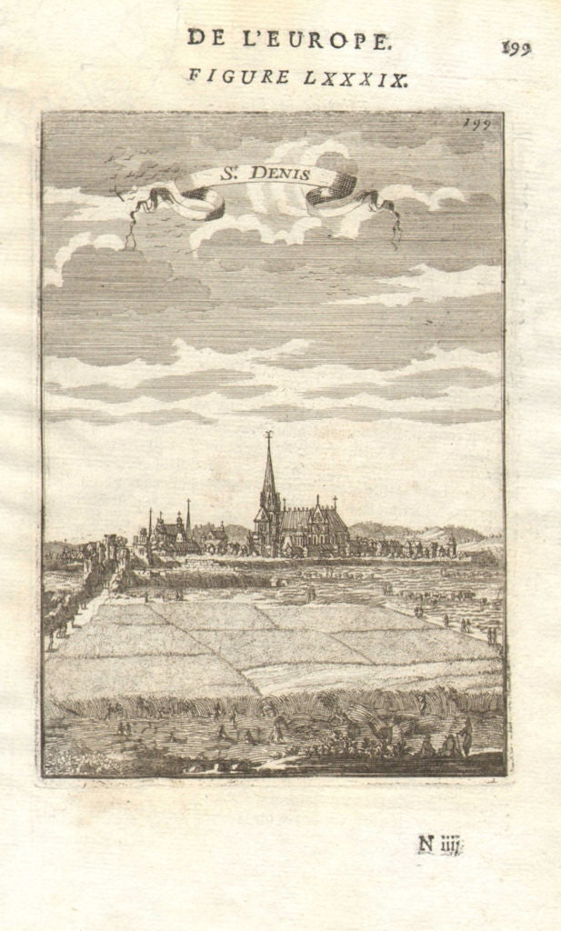 ST DENIS, PARIS. Decorative view of the town. Church. Harvest. MALLET 1683